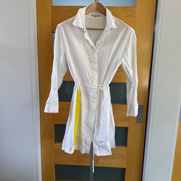 anda Dresses & Skirts - ANDA White Shirt Dress with Yellow Accent